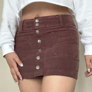 Free People We The Free Joanie Corduroy Button Front Mini Skirt Brown Size 26